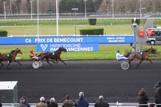 Photo d'arrivée de la course pmu PRIX DE BEMECOURT à PARIS-VINCENNES le Vendredi 21 février 2020