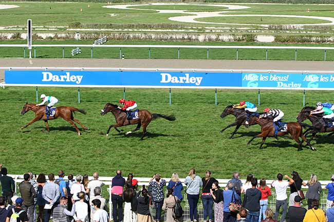 Photo d'arrivée de la course pmu DARLEY PRIX KERGORLAY à DEAUVILLE le Dimanche 23 août 2020