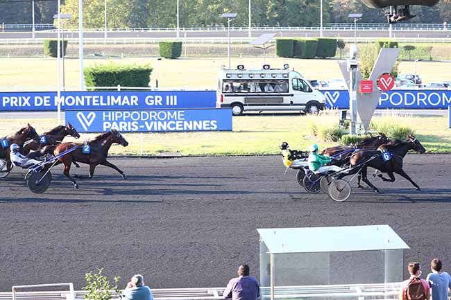 Photo d'arrivée de la course pmu PRIX DE MONTELIMAR à PARIS-VINCENNES le Samedi 12 septembre 2020