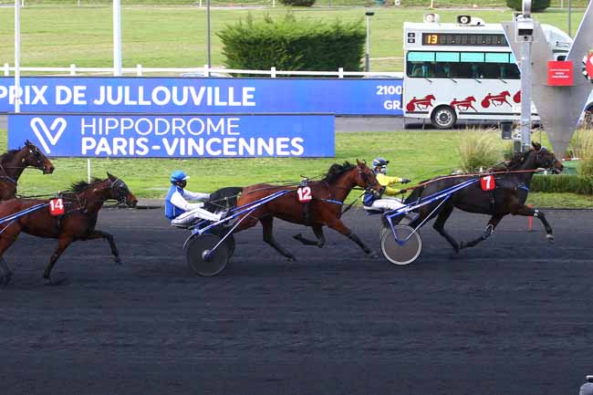 Photo d'arrivée de la course pmu PRIX DE JULLOUVILLE à PARIS-VINCENNES le Jeudi 19 novembre 2020