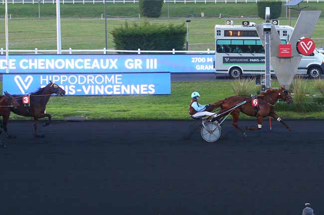 Photo d'arrivée de la course pmu PRIX DE CHENONCEAUX à PARIS-VINCENNES le Samedi 28 novembre 2020