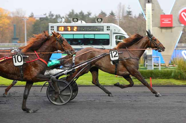 Photo d'arrivée de la course pmu PRIX OCTAVE DOUESNEL à PARIS-VINCENNES le Samedi 12 décembre 2020