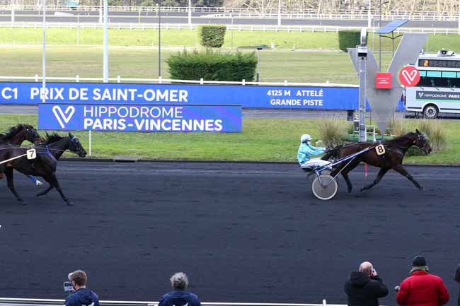 Photo d'arrivée de la course pmu PRIX DE SAINT-OMER à PARIS-VINCENNES le Lundi 25 janvier 2021