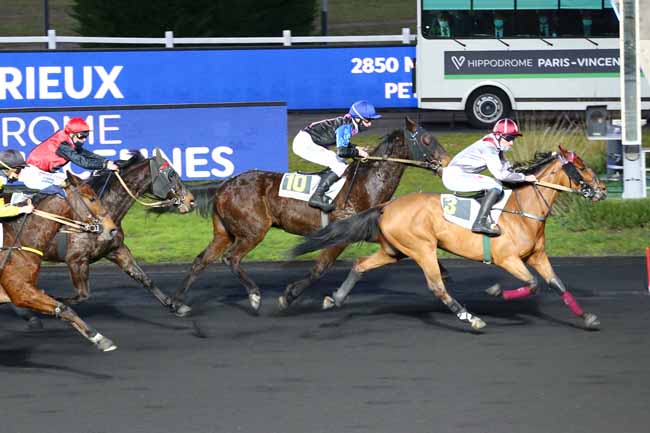 Photo d'arrivée de la course pmu PRIX DE PONTRIEUX à PARIS-VINCENNES le Lundi 25 janvier 2021