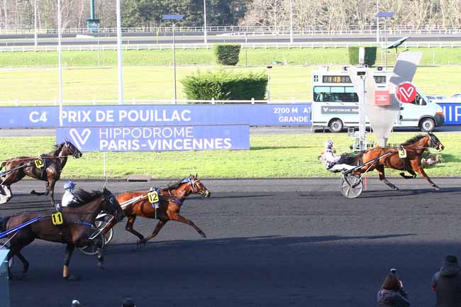 Photo d'arrivée de la course pmu PRIX DE POUILLAC à PARIS-VINCENNES le Jeudi 4 février 2021