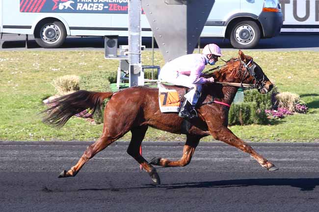 Photo d'arrivée de la course pmu PRIX VIVIER DE MONTFORT à PARIS-VINCENNES le Dimanche 28 février 2021