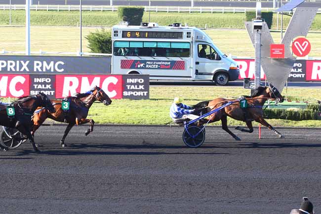Photo d'arrivée de la course pmu PRIX RMC - PRIX DE MONFLANQUIN à PARIS-VINCENNES le Dimanche 28 février 2021