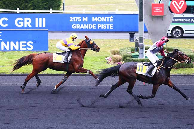 Photo d'arrivée de la course pmu PRIX EDOUARD MARCILLAC à PARIS-VINCENNES le Jeudi 4 mars 2021