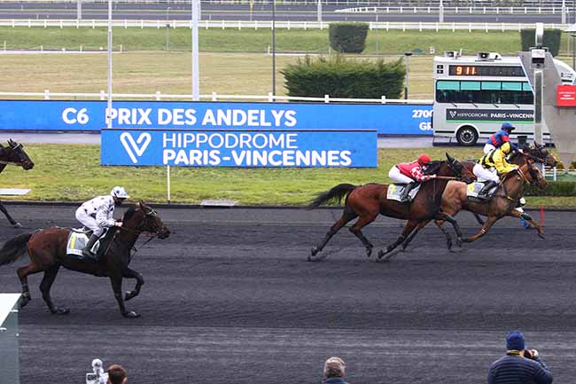 Photo d'arrivée de la course pmu PRIX DES ANDELYS à PARIS-VINCENNES le Jeudi 4 mars 2021