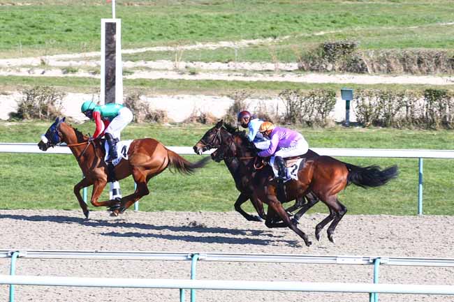 Photo d'arrivée de la course pmu PRIX DE LESSARD-ET-LE-CHENE à DEAUVILLE le Samedi 6 mars 2021