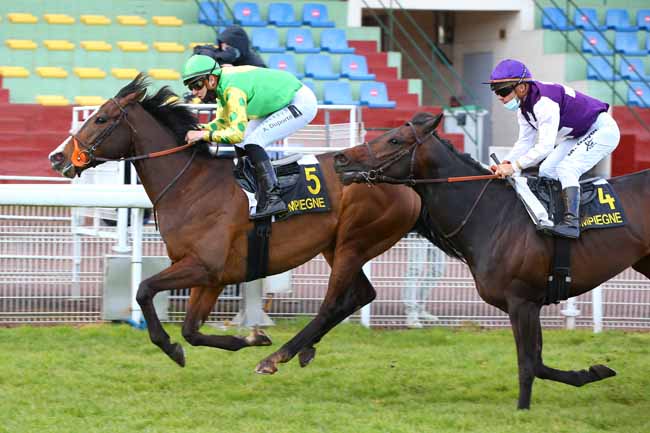 Photo d'arrivée de la course pmu PRIX D'AMELIE à COMPIEGNE le Dimanche 14 mars 2021