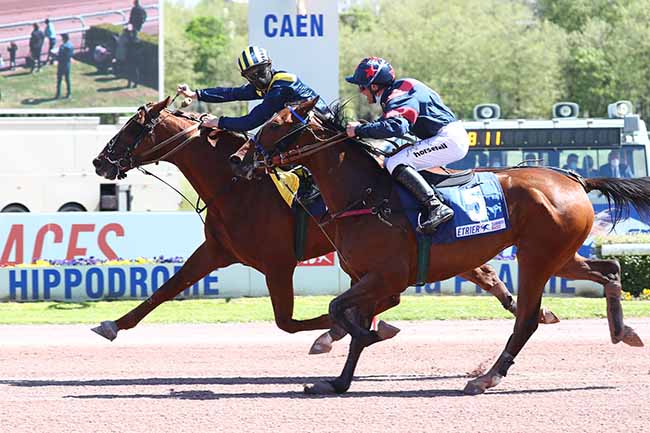 Photo d'arrivée de la course pmu PRIX H. BALLIERE - ETRIER 4 ANS QUALIF 2 à CAEN le Mercredi 19 mai 2021