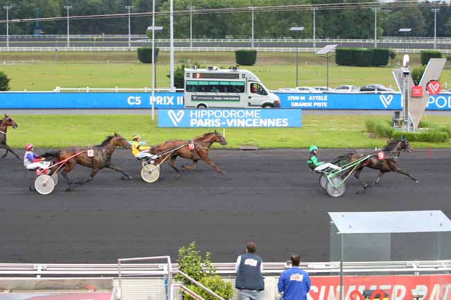 Photo d'arrivée de la course pmu PRIX IRENE à PARIS-VINCENNES le Vendredi 2 juillet 2021