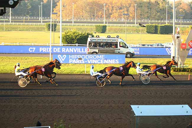Photo d'arrivée de la course pmu PRIX DE RANVILLE à PARIS-VINCENNES le Jeudi 11 novembre 2021