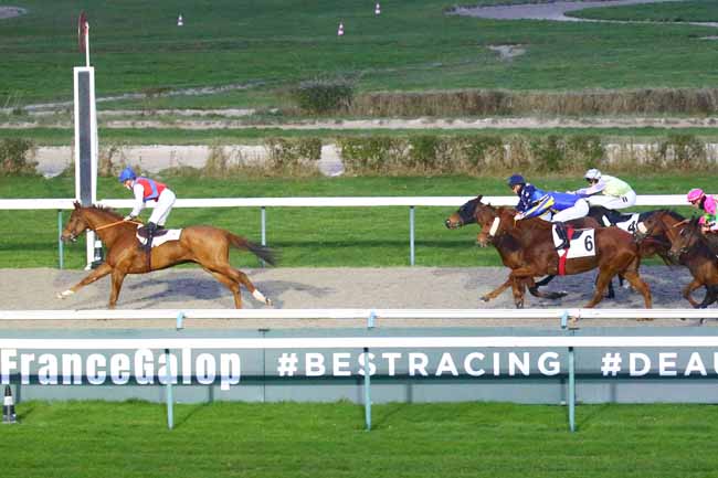 Photo d'arrivée de la course pmu PRIX DU JARDIN D'EAU à DEAUVILLE le Jeudi 23 décembre 2021