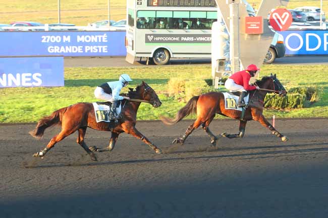 Photo d'arrivée de la course pmu PRIX DE BOLLENE à PARIS-VINCENNES le Vendredi 14 janvier 2022