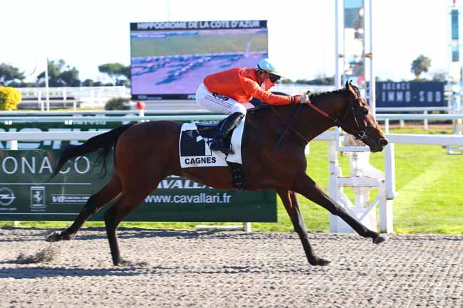 Photo d'arrivée de la course pmu PRIX DU LANGUEDOC à CAGNES-SUR-MER le Lundi 24 janvier 2022