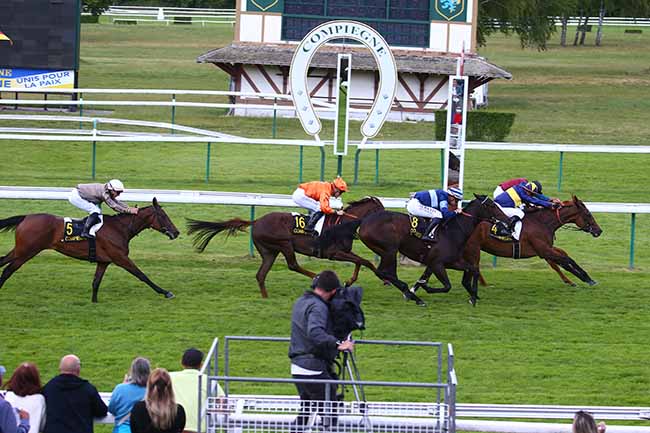 Photo d'arrivée de la course pmu PRIX HIPPOMENE à COMPIEGNE le Vendredi 27 mai 2022