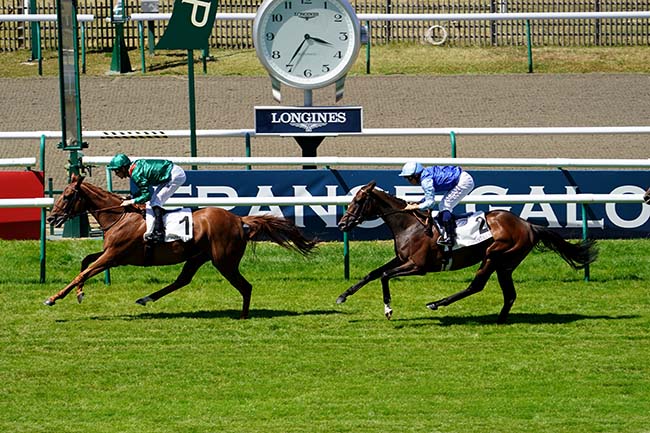 Photo d'arrivée de la course pmu PRIX DE LA PEPINIERE - FONDS EUROPEEN DE L'ELEVAGE à CHANTILLY le Mardi 12 juillet 2022