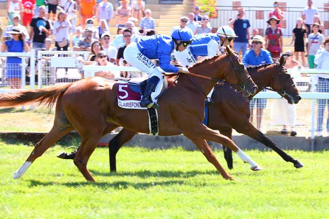 Photo d'arrivée de la course pmu PRIX COTE FLEURIE MAGAZINE (PRIX DU MANOIR DES GENS D'ARMES) à CLAIREFONTAINE le Vendredi 15 juillet 2022