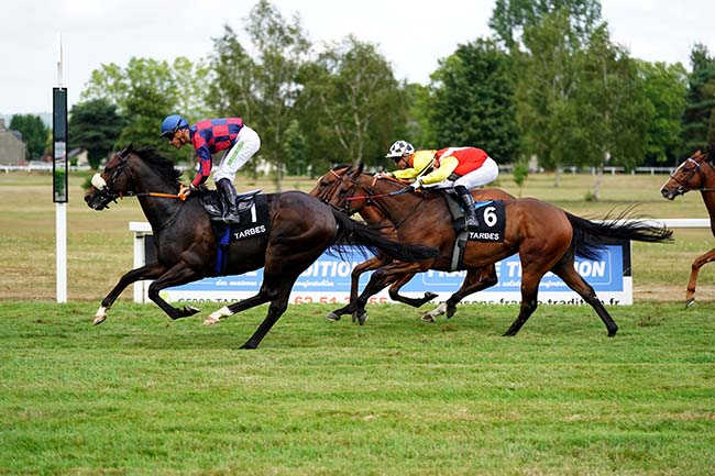 Photo d'arrivée de la course pmu PRIX FOIE GRAS BIRABEN à TARBES le Lundi 25 juillet 2022