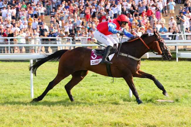 Photo d'arrivée de la course pmu PRIX PMU L'OREE DU VILLAGE BEUVRON-EN-AUGE (PRIX DE RANVILLE) à CLAIREFONTAINE le Jeudi 28 juillet 2022