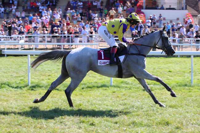Photo d'arrivée de la course pmu PRIX DE LA CARICATURE HUMORISTIQUE PAR JOYEUX (PRIX DU CATALPA) à CLAIREFONTAINE le Lundi 8 août 2022