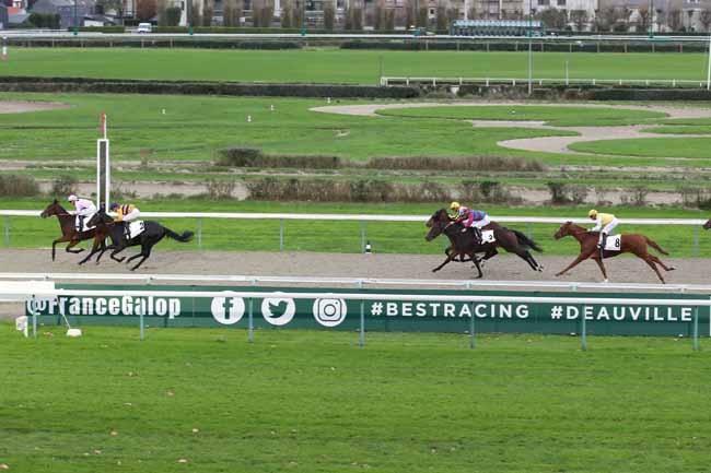 Photo d'arrivée de la course pmu PRIX DU CHATEAU DE CREVECOEUR à DEAUVILLE le Samedi 5 novembre 2022