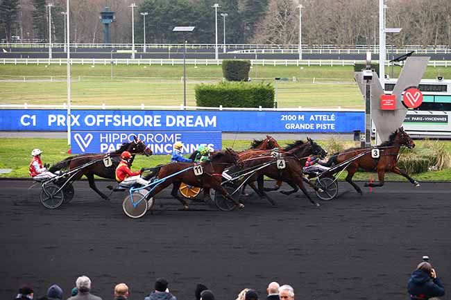 Photo d'arrivée de la course pmu PRIX OFFSHORE DREAM à PARIS-VINCENNES le Samedi 28 janvier 2023