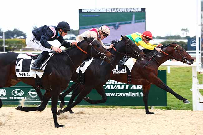Photo d'arrivée de la course pmu PRIX DU CROS DE CAGNES (PRIX DU FORT CARRE) à CAGNES-SUR-MER le Samedi 18 février 2023