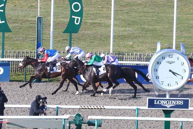 Photo d'arrivée de la course pmu PRIX DE LA CROIX DES ORMEAUX à CHANTILLY le Mercredi 1 mars 2023