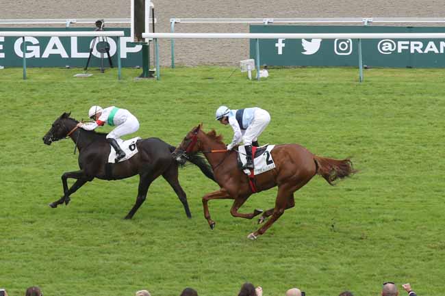 Photo d'arrivée de la course pmu PRIX DU CHAMP DURAND - SAUTERNE'S CUP à DEAUVILLE le Samedi 5 août 2023