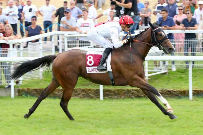 Photo d'arrivée de la course pmu PX ZERMATI CHANTE...JE ME VOYAIS DEJA - PRIX GEORGES STERN à CLAIREFONTAINE le Vendredi 18 août 2023