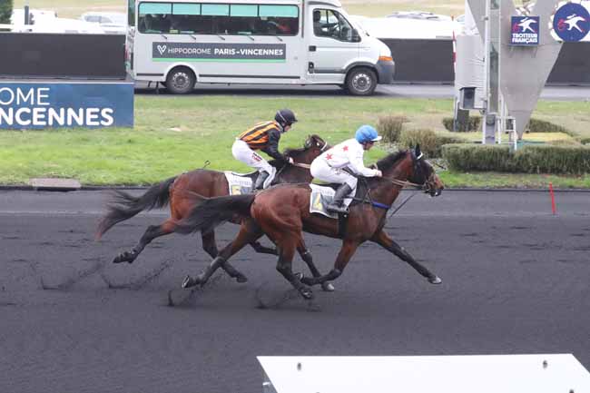 Photo d'arrivée de la course pmu PRIX DE BOLLENE à PARIS-VINCENNES le Vendredi 12 janvier 2024