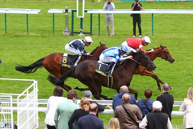 Photo d'arrivée de la course pmu PRIX DES BELLES DEMOISELLES à COMPIEGNE le Samedi 22 juin 2024