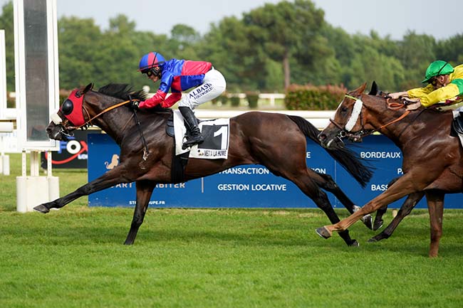 Photo d'arrivée de la course pmu PRIX DU CABINET VETERINAIRE VET A LA HUME à LA TESTE DE BUCH le Jeudi 27 juin 2024