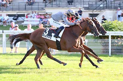 Photo d'arrivée de la course pmu PRIX DE LA PORTE DE TOURELLES à DIEPPE le Mardi 27 août 2024