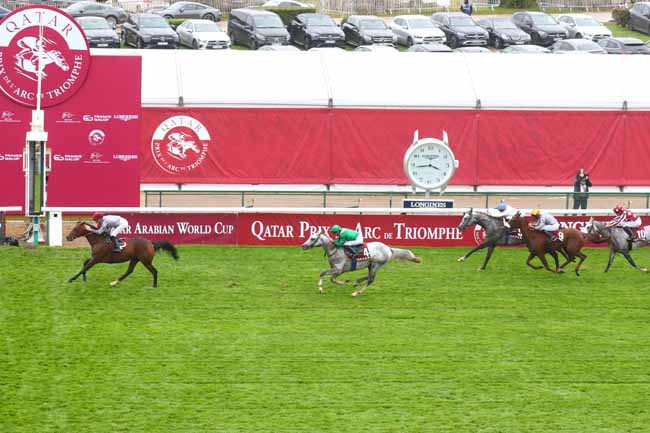 Photo d'arrivée de la course pmu QATAR ARABIAN WORLD CUP à LONGCHAMP le Dimanche 6 octobre 2024