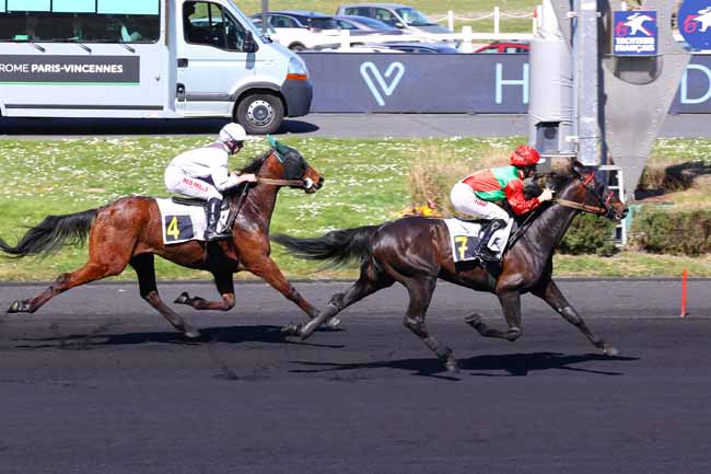 Photo d'arrivée de la course pmu PRIX DE DORCEAU à PARIS-VINCENNES le Samedi 5 avril 2025