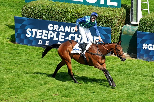 Photo d'arrivée de la course pmu LE DEFI DES HARAS - GRAND STEEPLE-CHASE DE PARIS à AUTEUIL le Dimanche 18 mai 2025